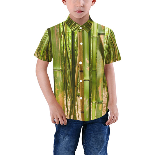 Bamboo Collection V1 Kid's All Over Print Short Sleeve Shirt (Model T59)